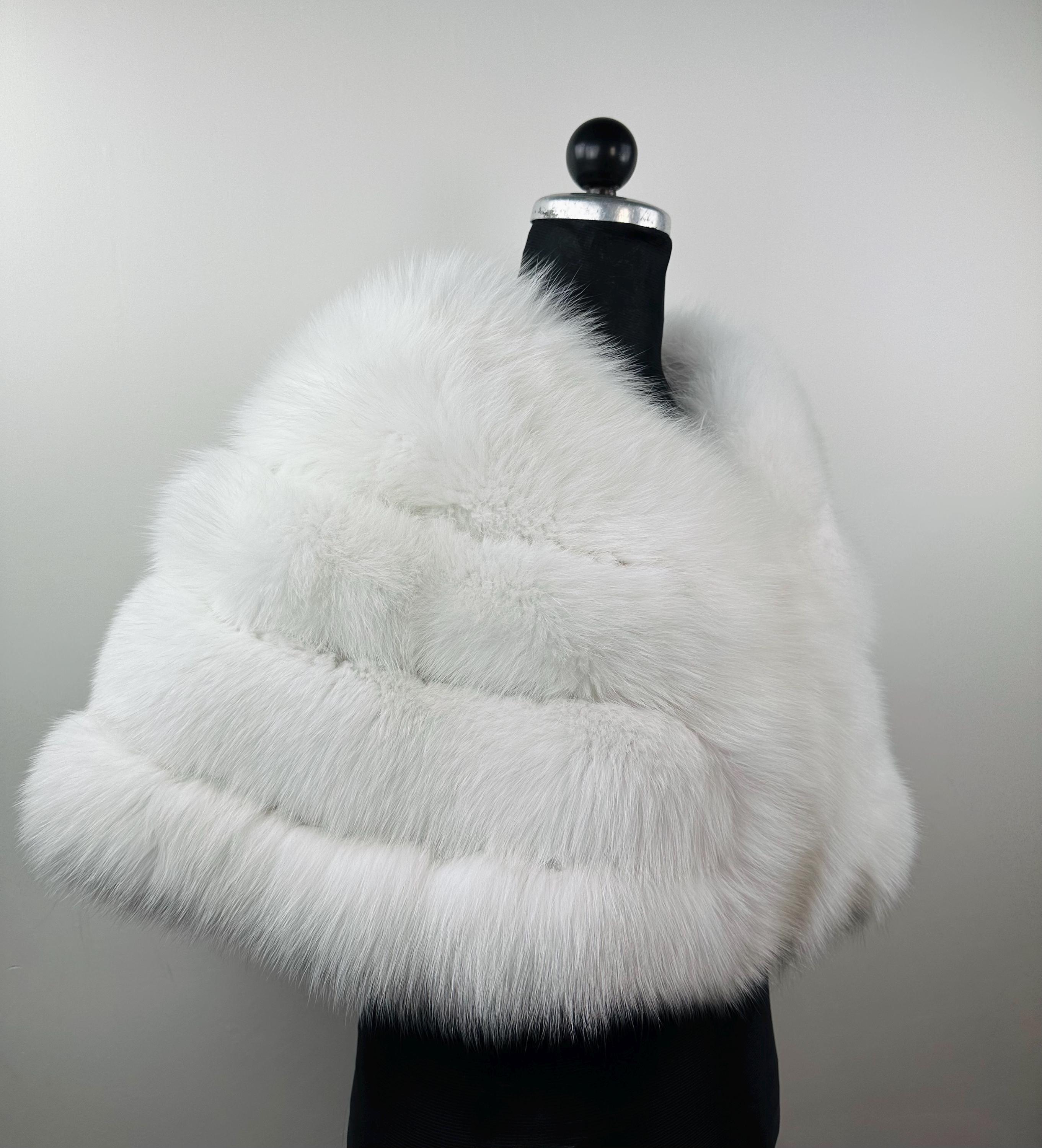 White Fox Fur Stole, Real Fur Bridal Shawl Warp, Wedding Etole - Etsy
