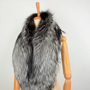 Silver Fur Extra Long collar, fur stole, luxury fox fur collar, silver fox stole collar