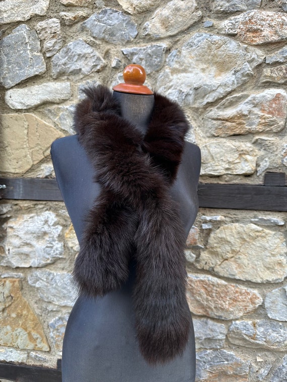 Luxury Dark Brown Fox Fur Scarf, Real Fur Neck Wrap - Etsy display picture 1