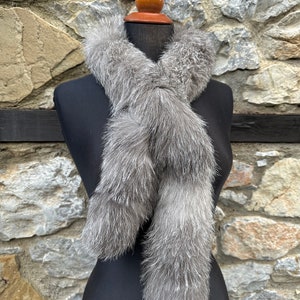 Fur scarf, frost fox fur scarf, genuine fur, warm and fluffy fur scarf