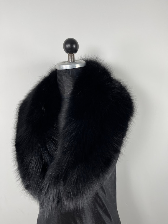 Genuine Black Fox Fur Collar: Luxury Black Stole