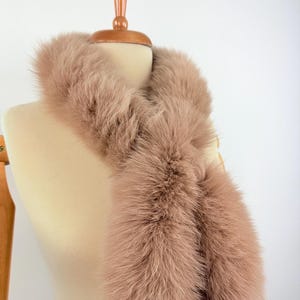 Fur scarf, beige fox fur scarf, genuine fur, warm and fluffy fur scarf