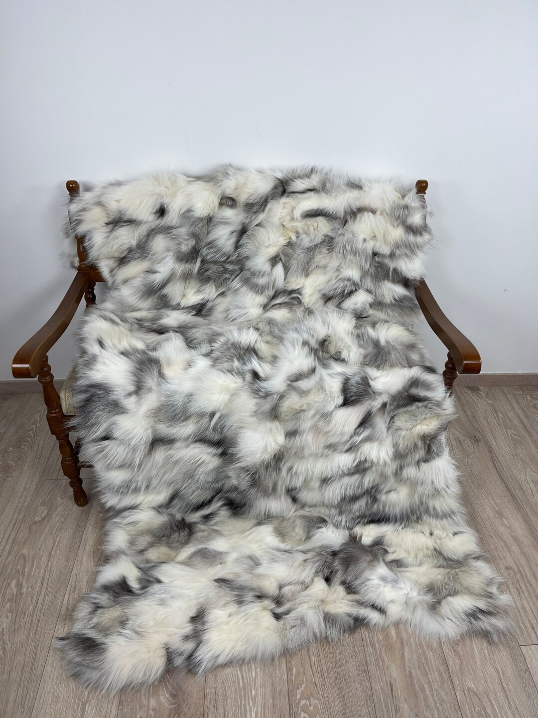 Genuine Fur Blanket Throw Platinum Fox Blanket Real Fur Etsy