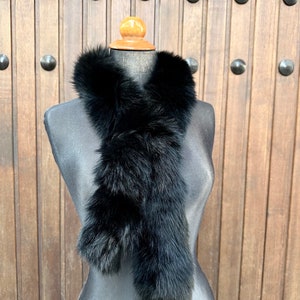 Black Fur Scarf, black fox fur scarf, genuine fur, warm fur scarf