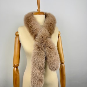 Premium Beige Fur Scarf, fox fur scarf, genuine fur, fluffy fur scarf
