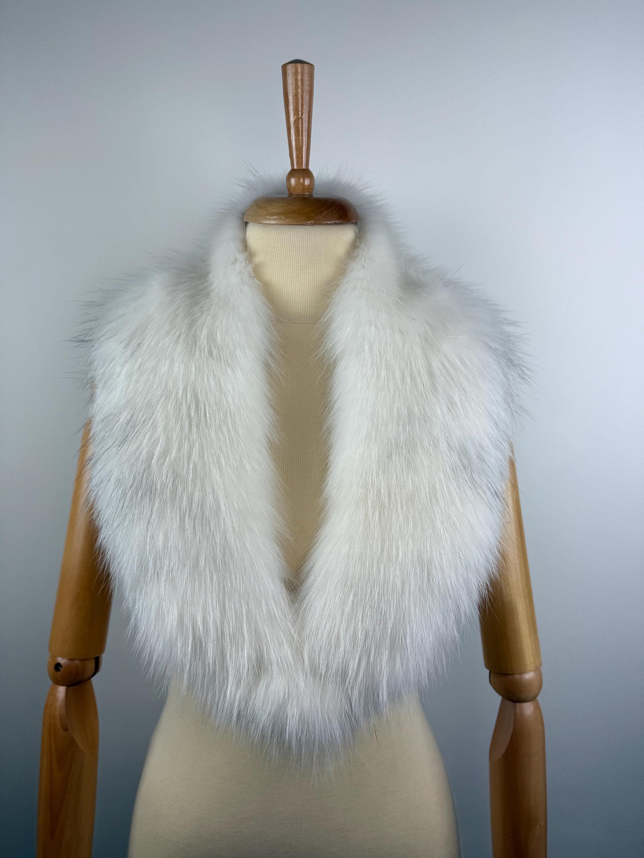 ホワイト FOX本物ファーゴージャスショール NYで購入 高級スノートップ