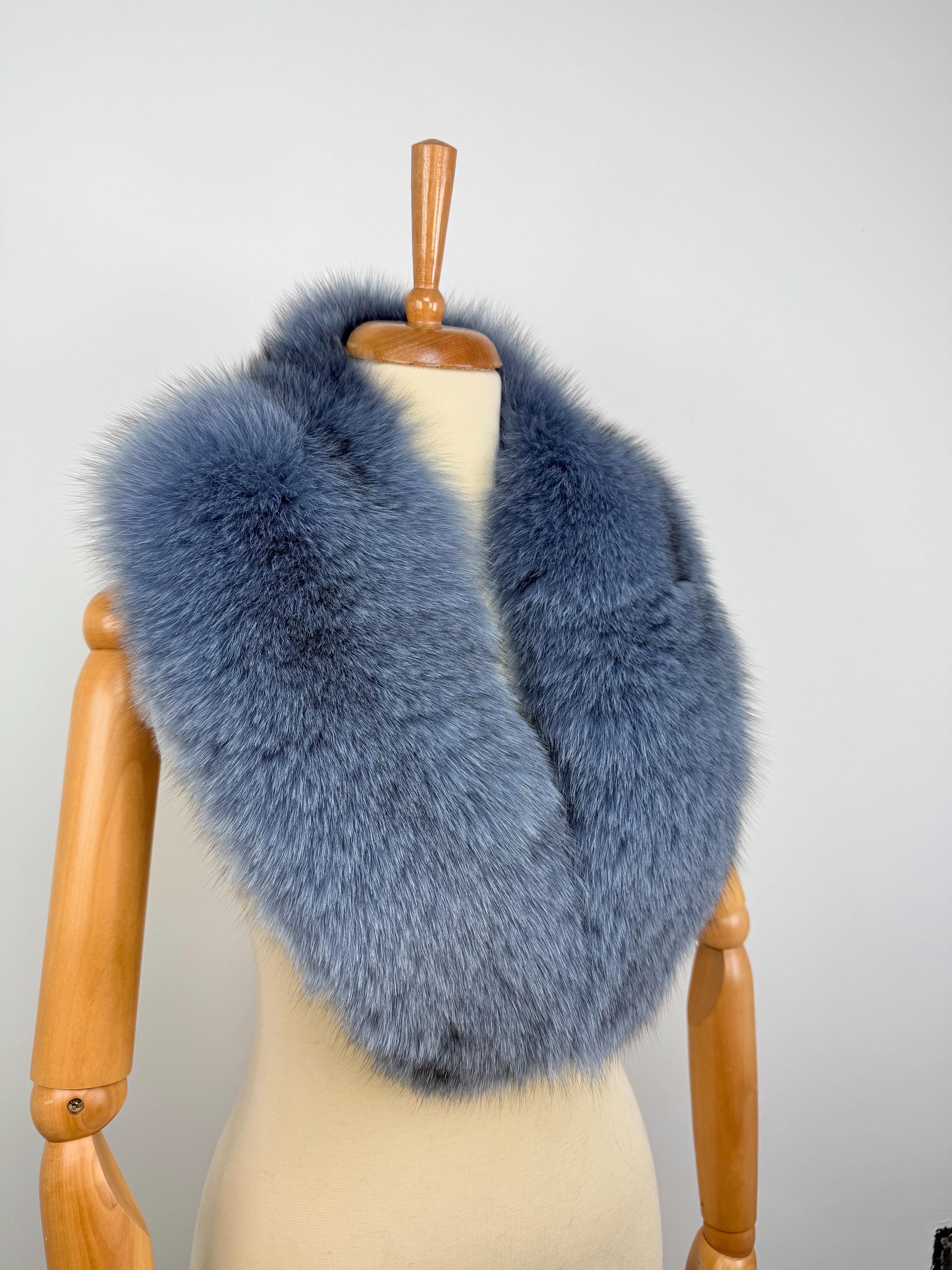 高級ブルーフォックスファーカラー：本物のファーストール - Etsy 日本