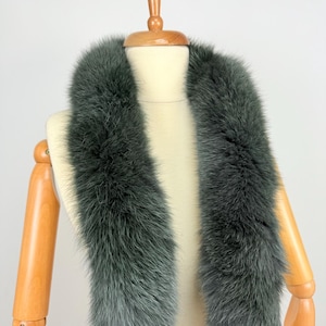 Green Fur scarf, fox fur scarf, genuine fur collar, warm and fur scarf
