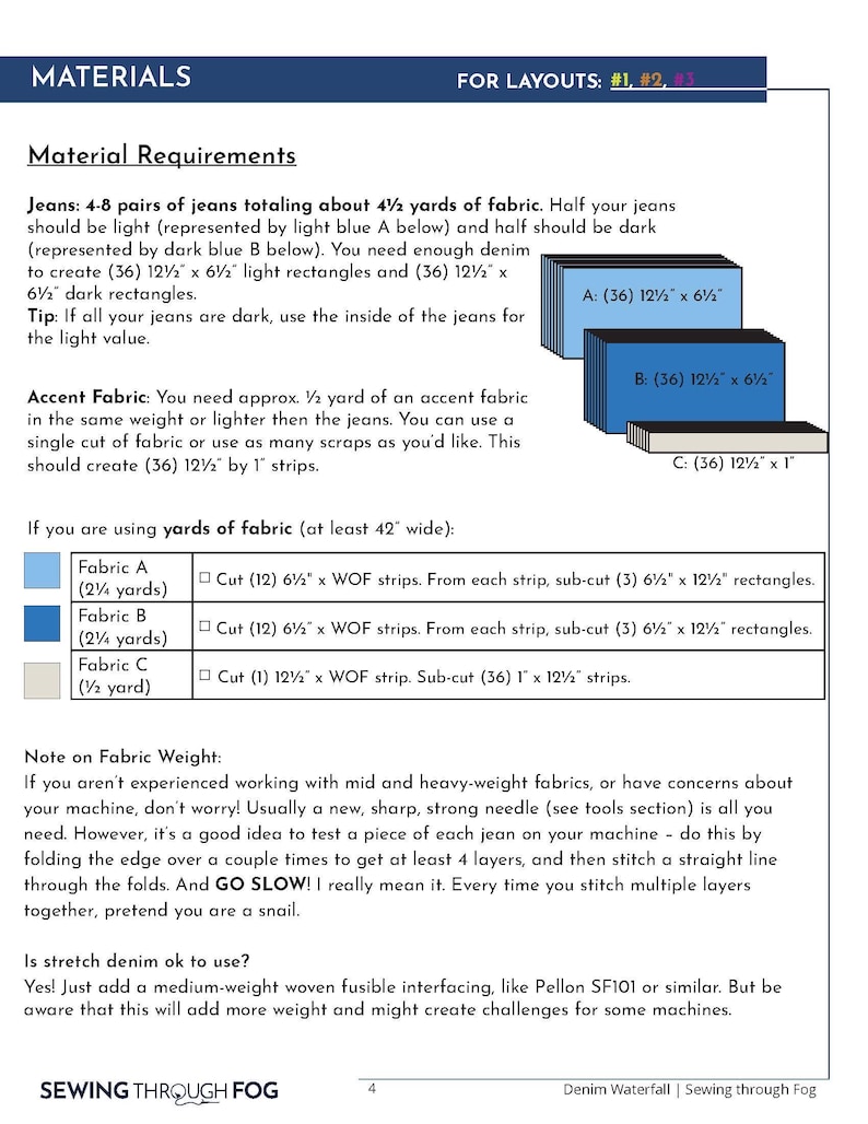 Denim Duo Quilt Pattern, 3 Layouts, Upcycled Jeans (PDF Pattern) - Etsy