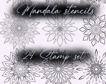 Mandala pochoir procreate stamp set