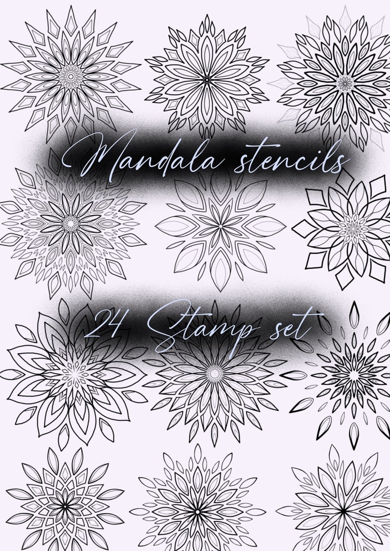 Mandala Stencil Procreate Stamp Set Etsy