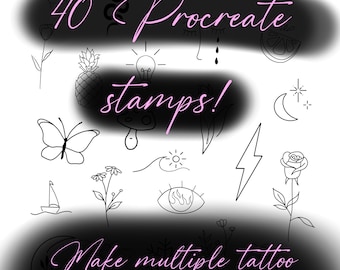 Tattoo Flash Procreate 40 Stamp Set Tiny Tattoos