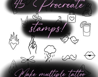 Tattoo Flash Procreate 45 Stamp Set Tiny Tattoos Vol 2