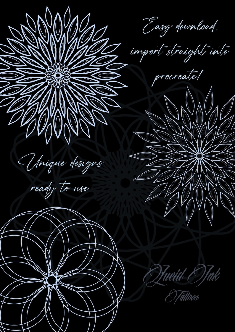 Mandala Stencil Procreate Stamp Set Etsy
