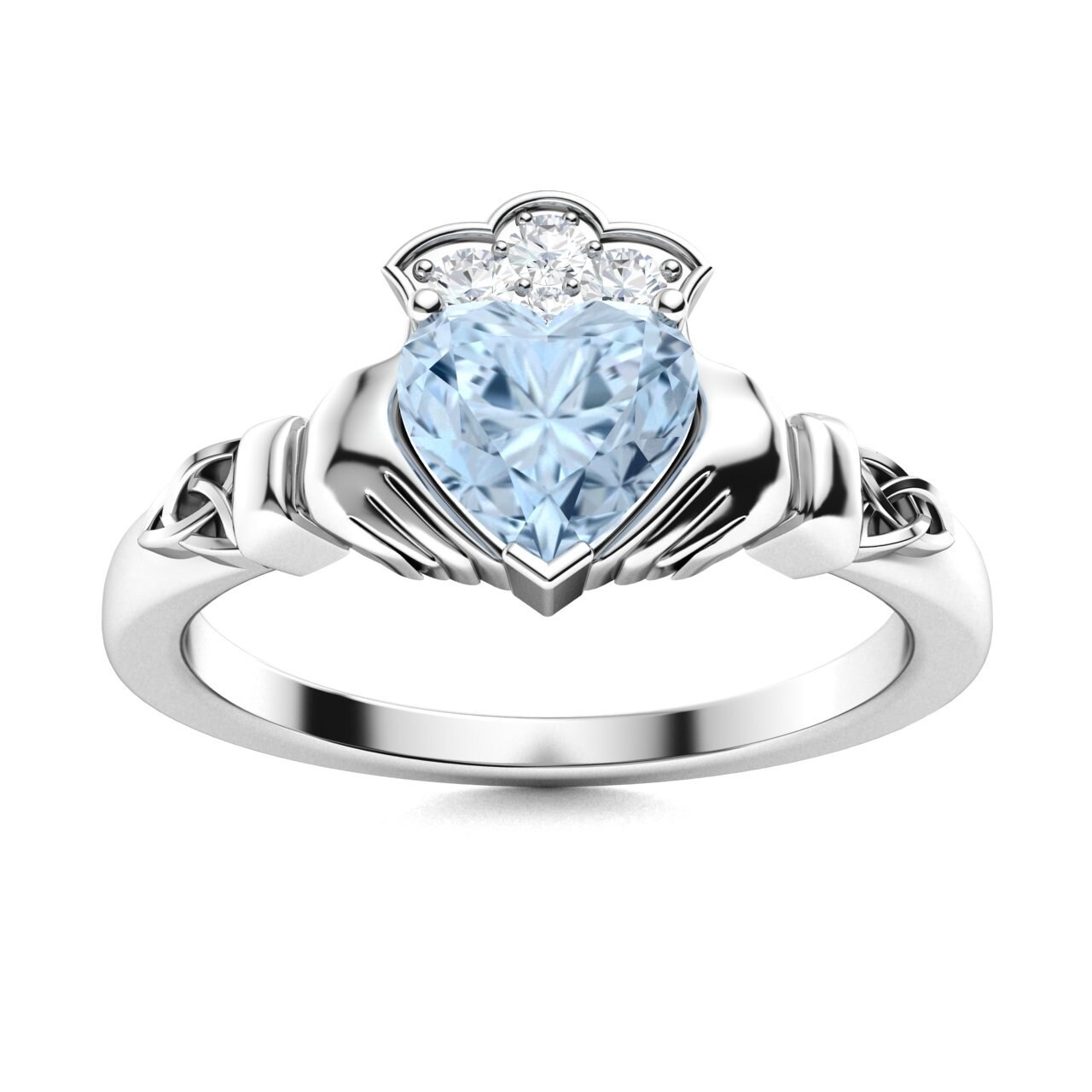 Claddagh ring with aquamarine stone sale