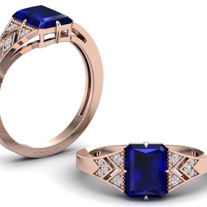 Blauer Saphir Ringe Vintage Saphir Verlobungsringe 14k Gold Saphir Trauringe Brautjubiläum Versprechen Ringe Silber Saphir Ringe