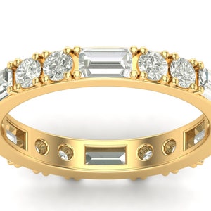 14k Gold Moissanite Eternity Rings Vintage Moissanite Engagement Rings For Women Moissanite Gold Wedding Band Stacking Ring Matching Band
