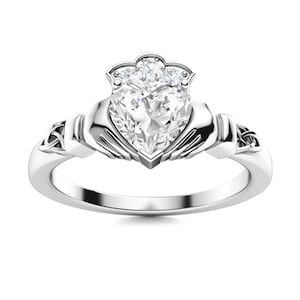 14k Gold Moissanite Claddagh Ring Moissanite Engagement Rings For Women Moissanite Diamond Wedding Ring 925 Sterling Silver Moissanite Rings