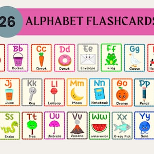 Tarjetas didácticas del alfabeto ABC, tarjetas educativas, tarjetas A-Z, aprender ABC, tarjetas Montessori, educación en el hogar, tarjetas didácticas preescolares, tarjetas didácticas ABC