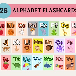Tarjetas didácticas del alfabeto imprimibles para niños, tarjetas educativas, tarjetas A-Z, aprender ABC, educación en el hogar, alfabeto de colores para niños, tarjetas Montessori