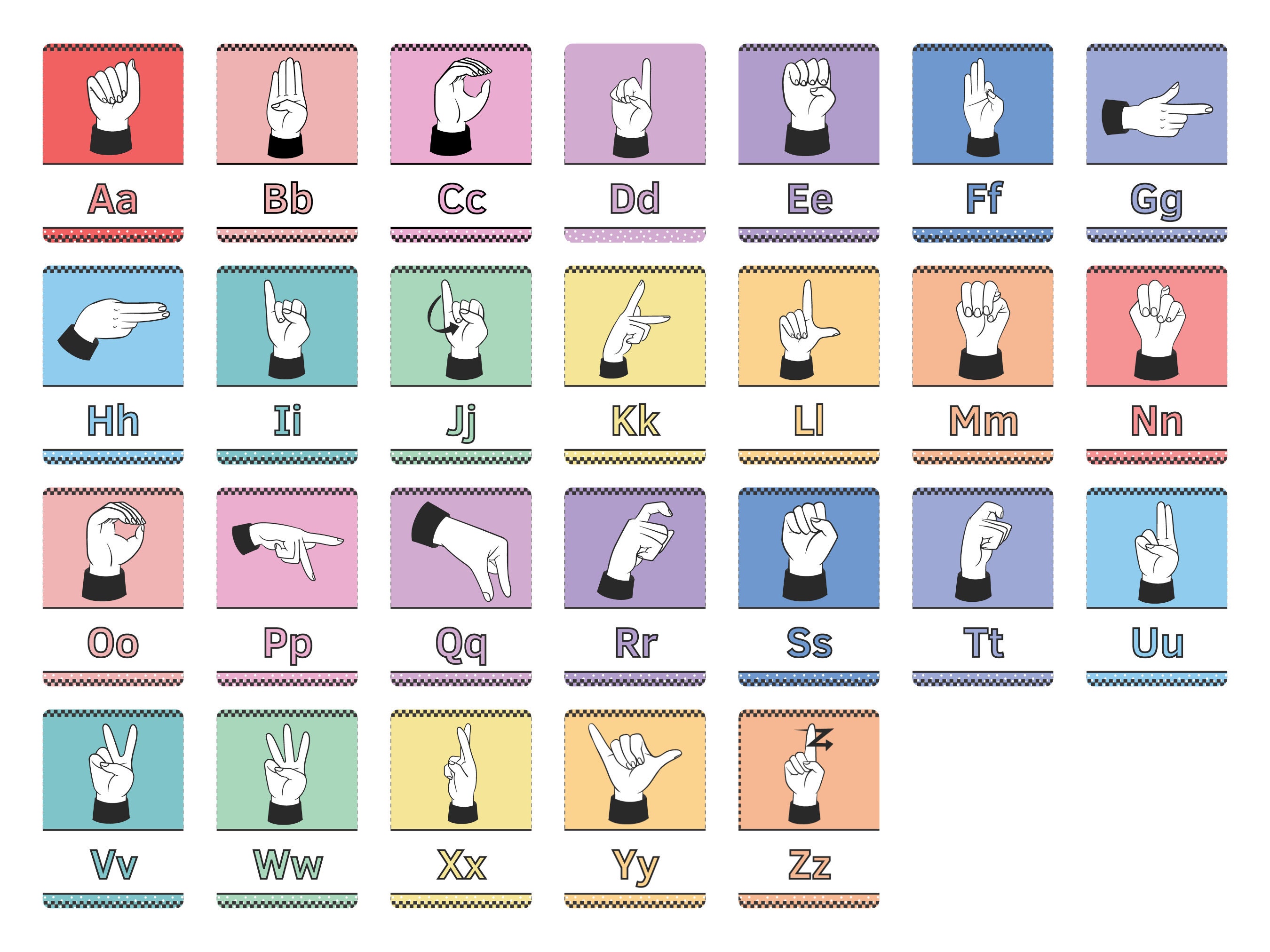 ASL Alphabet Flashcards, Sign Language Flashcards, Montessori Materials ...