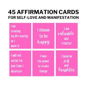 Baraja de cartas de afirmaciones diarias positivas, Imprimibles de tablero de visión, Tarjetas de amor propio, Kit de manifestación, Imprimibles de cuidado personal, DESCARGA DIGITAL