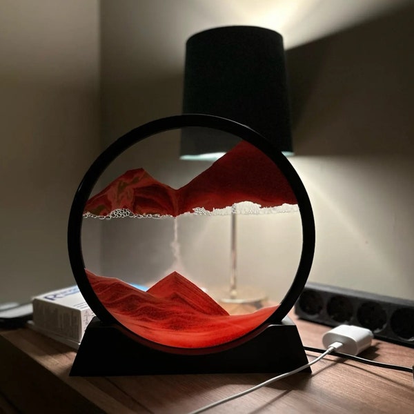 LED Moving Sand Art Hourglass: Unique and Hypnotizing, Relaxing and Illuminating Home Decor