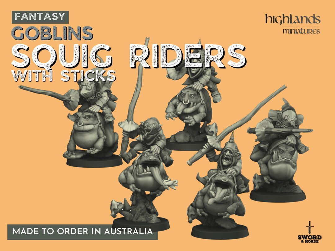 Goblin Squig Riders With Sticks Highland Miniatures, Orcs & Goblins - Etsy