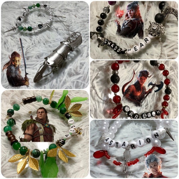 Baldurs Gate 3 companion-inspired bracelets - Shadowheart, Astarion, Halsin, Lae'zel, Karlach (free pin + Companion or tav themed frame)