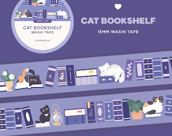 Kitty Bücherregal Washi Tape | Niedliches Katzen Schreibwaren Schreibkram | Kawaii Washitape koreanisches Briefpapier