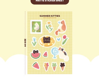 Stickervel zomerkat | Bullet journal, penvriend, planner kattenstickers
