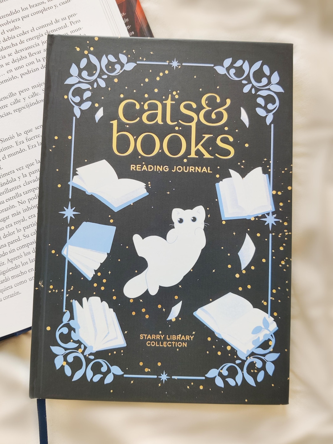Cats & Books Reading Journal | Hardcover Gold Foil Book Journal ...