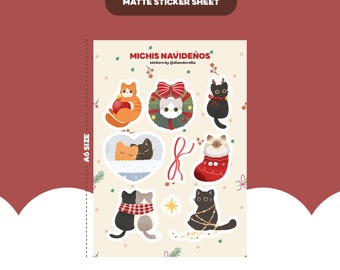 Stickervel kat kerstmis | Bullet journal, penvriend, planner kattenstickers