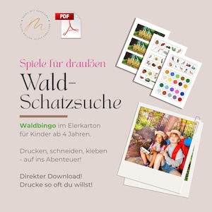 Waldschatzsuche - Wald-Bingo für Kinder: Geburtstagsparty, Waldausflug, Wandertag, Kindergartenspiele - Montessori - Direkter Download (PDF)