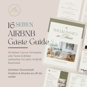 AirBnB Welcome Package for Guests with Poster & Guestbook - Welcome Book Guide - Canva Template, direct download (German, Din A4)