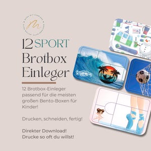 Matlådeinsatser "SPORT" - 12 insatser för MyVesperbox, Schmatzfatz, Bumpli & Co. för små sportfantaster. Fotboll, balett, basket och mer.