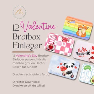 Bread box insert "Valentine" - 12 inlays for MyVesperbox, Schmatzfatz, Bumpli & Co with Valentine's Day theme - Love, Valentine's Day