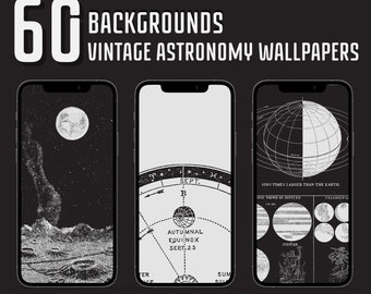 Vintage-Tapete Astronomie iPhone. Pack 60 Hintergründe. Space Android Wallpapers. Smartphone Hintergrund. Sterne, Sternzeichen, Planeten