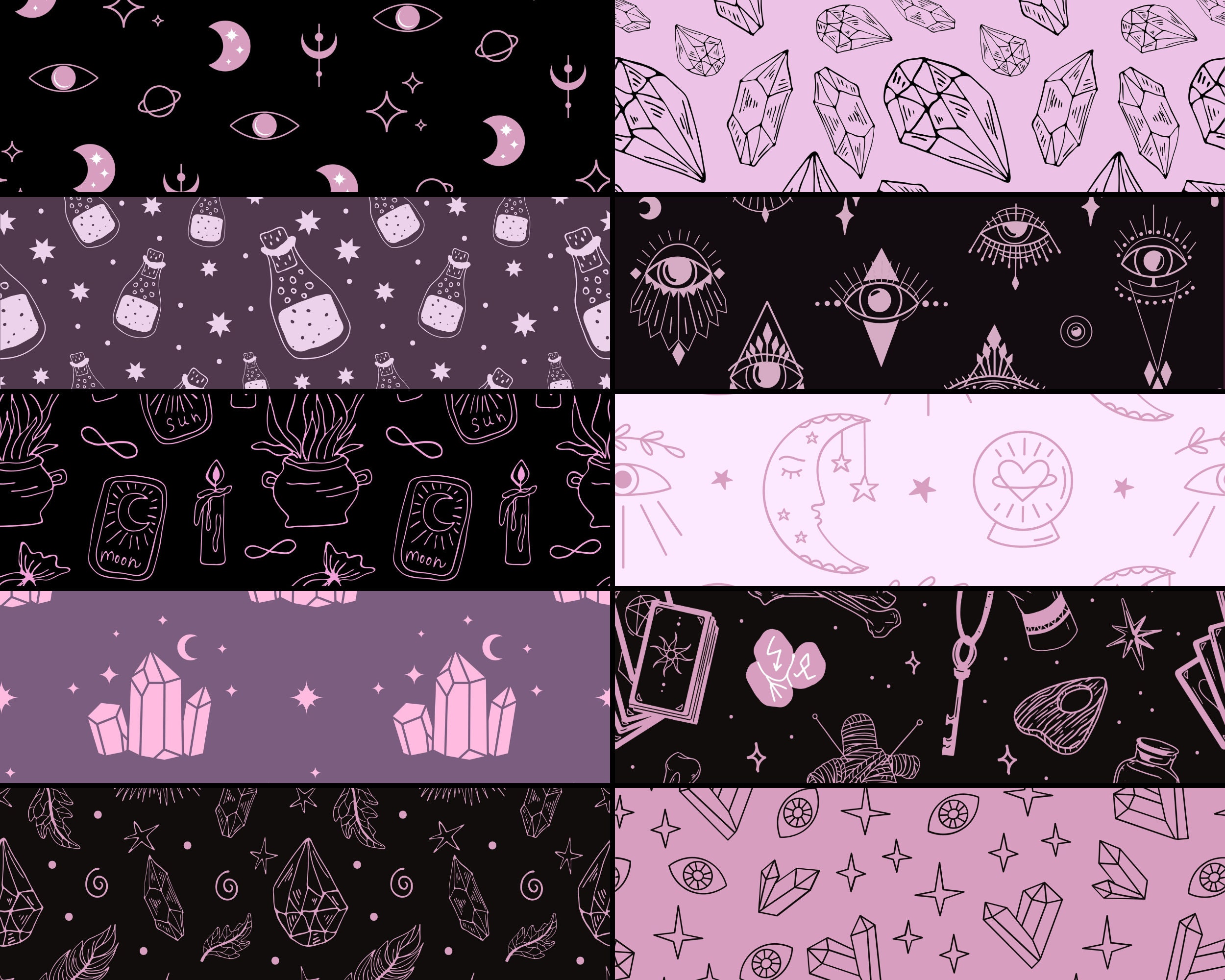 10 Magic Seamless Patterns. Witchcraft Digital Papers Astrology ...