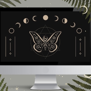 Desktop Wallpaper Astrological PC. Mystical Witchy Cosmic Zodiac background. Computer esoteric wallpaper, Windows Desktop, Digital Download