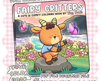 Feenwesen Malbuch, 15+ mutige und einfache Malseiten, ästhetische Waldtiere, entspannend für Erwachsene, printable PDF