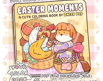 Ostermomente Malbuch, 15+ mutige und einfache Ausmalseiten, entspannende Frühlingsszene für Erwachsene, printable PDF