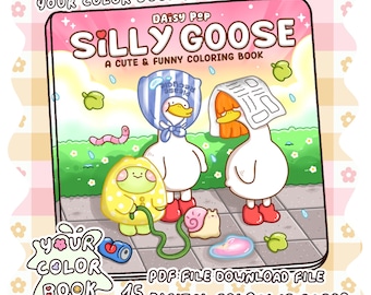 Libro para colorear de Silly Goose, 15 páginas para colorear llamativas y fáciles, lindos animales divertidos para imprimir en PDF, descarga digital.