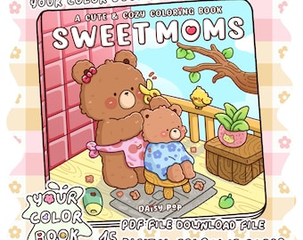 Süße Mütter Malbuch, 15 mutige und einfache Malseiten, süße Muttertag druckbare PDF, digitaler Download