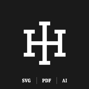 Interlocking IH / HI Monogram | Initial I & Initial H Slab Serif | Digital Monogram SVG | Instant Download