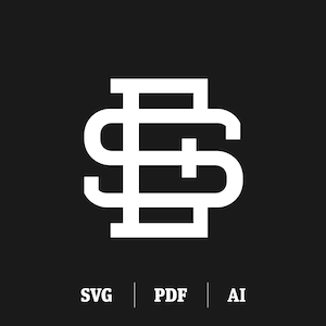 May include: A white monogram logo with the letters "ES" intertwined. The logo is on a black background.