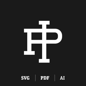 Monograma IP / PI interligado, monograma de 2 letras, monograma moderno com inicial I e inicial P, logotipo inicial do arquivo SVG Download instantâneo