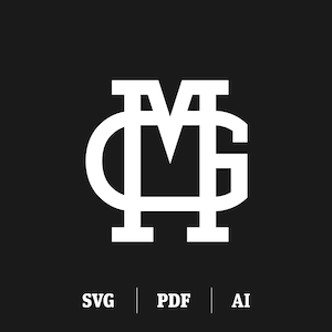 Interlocking GM / MG Monogram | Initial M & Initial G Slab Serif | Digital Monogram SVG | Instant Download