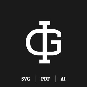 Interlocking GI / IG Monogram | Initial I & Initial G Slab Serif | Digital Monogram SVG | Instant Download