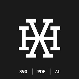 May include: A white monogram logo with the letters "XH" intertwined in a geometric design. The logo is set against a black background.